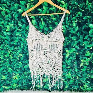 Boho white / ivory crotchet style tank top